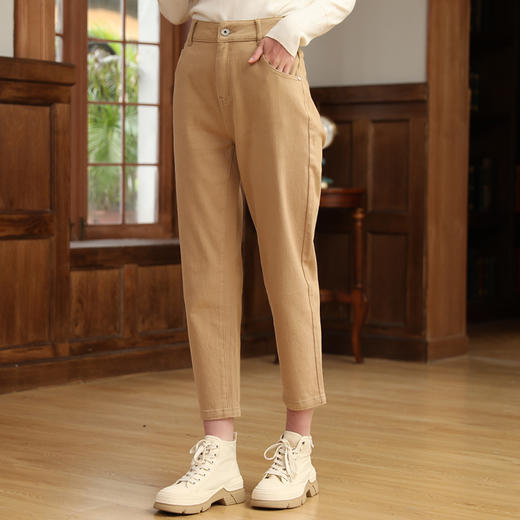 Famecoco范可儿直筒纯棉休闲裤秋冬显瘦设计师小众裤子女F225GA027 商品图3