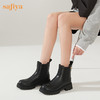 【春节不打烊】Safiya/索菲娅 切尔西靴2022年冬季新款英伦风真皮厚底圆头黑色短靴女 SF24116018 商品缩略图8