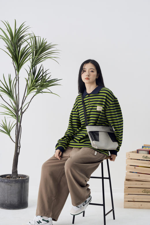 「Galent极蓝」CX222004/领口撞色条纹POLO长袖 商品图4