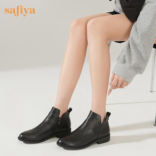 【春节不打烊】Safiya/索菲娅 2022冬季新款瘦瘦小跟软面平底尖头踝短靴 SF24116545 商品图3