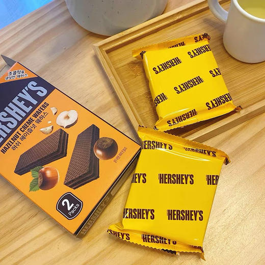 韩国进口 HERSHEY'S好时巧克力饼干浓厚巧克力瓦夫华夫饼薄脆饼干／榛果香蕉巧克力夹心松脆威化饼干盒装 商品图8