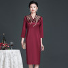 ZY-Q6056秋装新款醋酸缎面绣花连衣裙大码显瘦端庄婚宴礼服 商品缩略图1