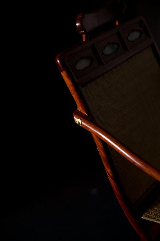 红桥红  家具严选  缅甸花梨（大果紫檀）【嘉木堂 编藤云石 春宫椅】醉翁椅 商品图7