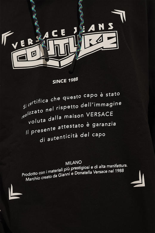 【新品速递·买贵退差】Versace 男士黑色弹棉宽松款卫衣连帽衫 10919 商品图4