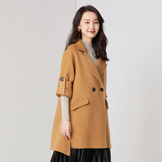 馥迦简约中长款开叉羊毛大衣 815 商品图5