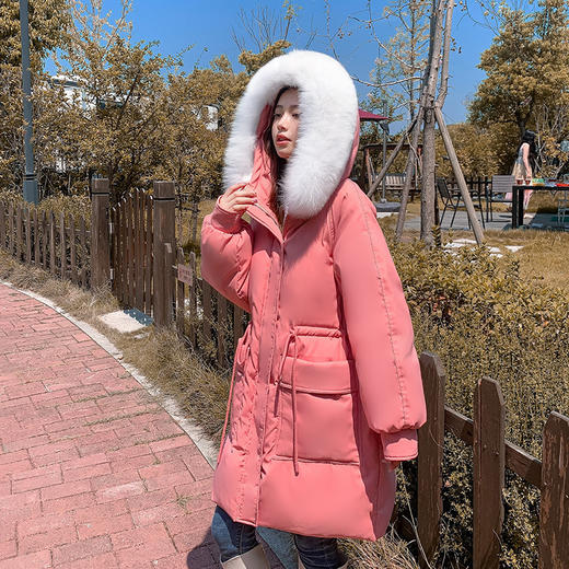 FF-206韩版胖妞mm冬季新款加肥加大码女装狐狸毛领中长款羽绒服206 商品图7