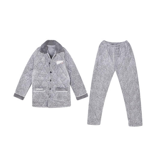 都市丽人都市锋尚生活家居男士加厚夹棉套装牛奶绒烂花夹棉厚家居服长袖睡衣FH21J5 商品图4