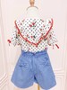 非质量问题不退换哦~ Franch cat 樱桃点点短袖上衣  蝴蝶结牛仔短裙裤 商品缩略图1