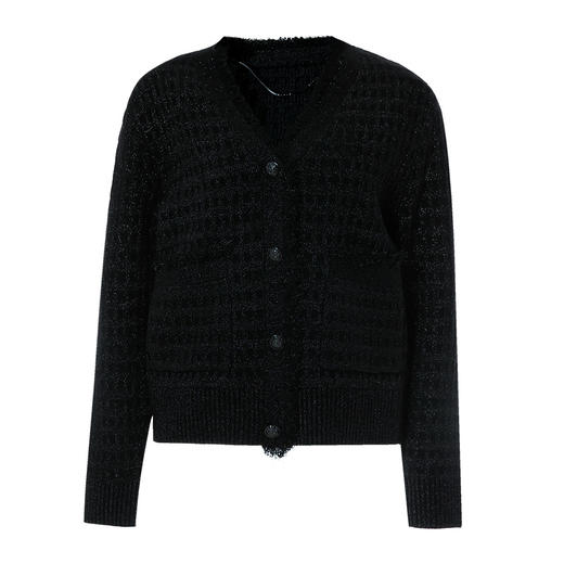 EITIE爱特爱冬季新款款时尚百搭纯色V领针织衫短外套女6801524 商品图5