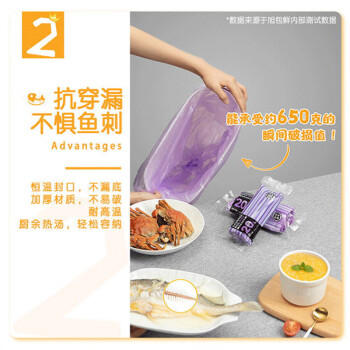 旭包鲜平口垃圾袋紫色45cm*55cm*4卷120只1丝厨房家用办公加厚款塑料袋 商品图4