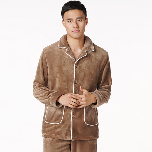 都市丽人都市锋尚生活家居男士法兰绒套装法兰绒厚家居服长袖睡衣FH20A9 商品图0