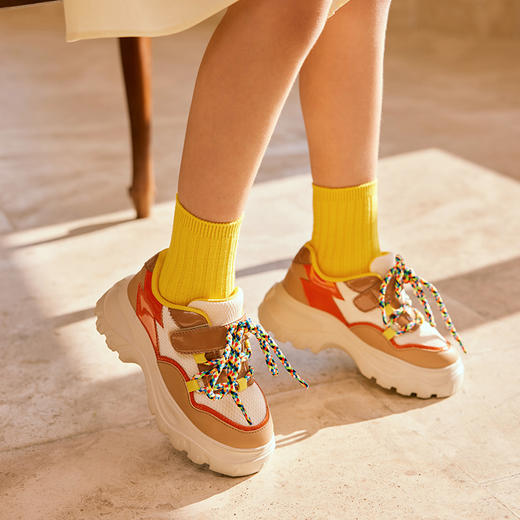 非质量问题不退哦~PB活泼撞色摩登鞋带复古老爹鞋 商品图3