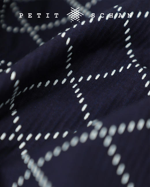 PETIT SCHAN小闪 CLO#129 blue friend 蓝朋友 日本进口传统菱格刺子布秋冬休闲阔型外套 商品图9