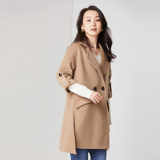 馥迦简约中长款开叉羊毛大衣 815 商品图3