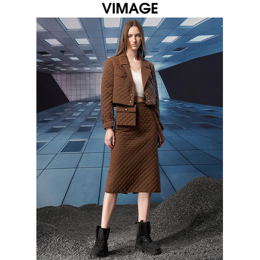  VIMAGE纬漫纪冬季新款百搭修身显瘦短款外套棉娄V1810403 商品图1