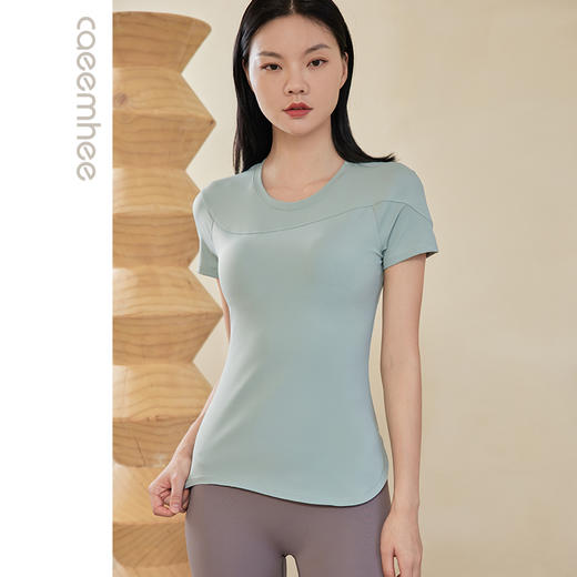 卡益裸感短袖KN03709可插胸垫瑜伽服健身服 商品图3