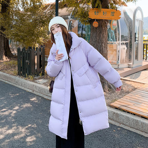 FF-202大码女装胖mm加肥加大长款宽松立领200斤250斤加厚羽绒服202 商品图5