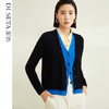 玳莎100%绵羊毛假两件V领针织开衫女2022秋冬新款撞色设计感时尚通勤羊毛衫  CD33310 商品缩略图0