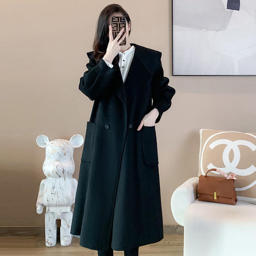 【抖音价】奢姿2024年冬装新款大码女装时尚翻驳领外套胖妹妹双面呢大衣6524302117 商品图1