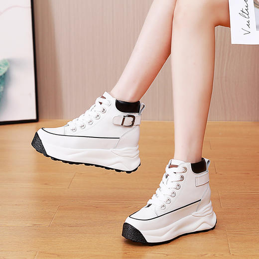 秋季新款，厚底松糕内8cmins韩版潮高帮休闲运动鞋  KFY-1066-1 商品图2