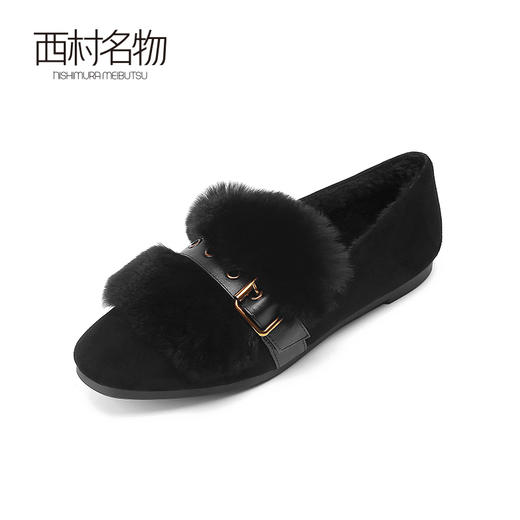 西村名物毛毛鞋女2022秋冬新款外穿平底保暖甜美网红一脚蹬19161 商品图4