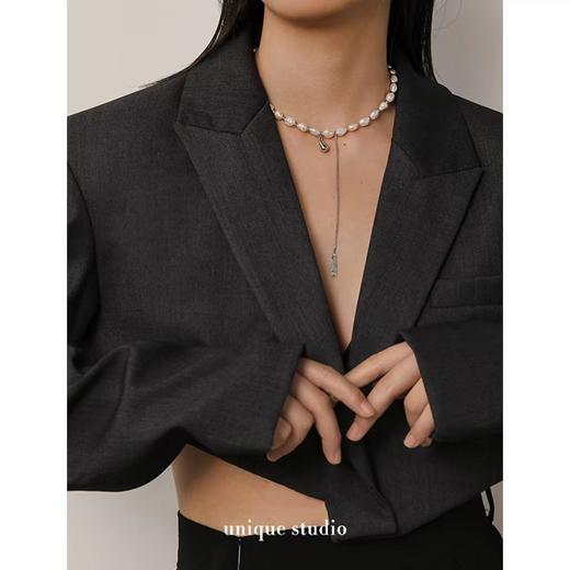 Oflye潮流饰品  天然巴洛克小珍珠项链轻奢小众锁骨链女设计感颈链新款 商品图2