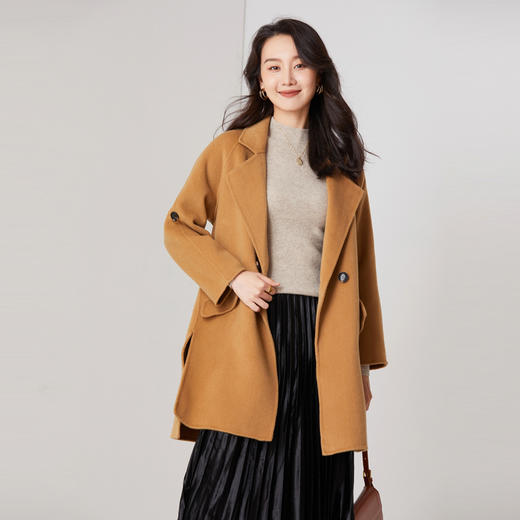 馥迦简约中长款开叉羊毛大衣 815 商品图6