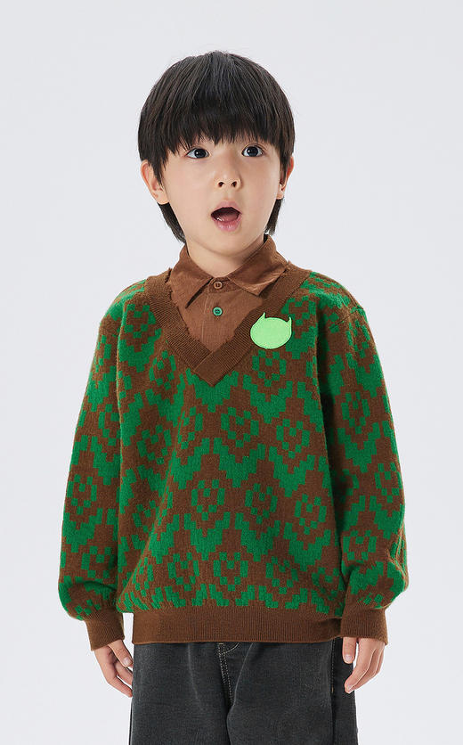 JNBY  22年冬款  假俩件长袖套头毛衫  1M0311500 商品图3