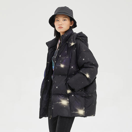 谜底2022冬季新品时尚宽松面包服鸭绒中长款羽绒服女229MY6192 商品图1