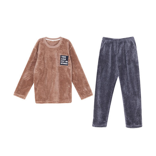 都市丽人都市锋尚生活家居男士长毛绒套装长毛绒厚家居服长袖睡衣FH22F4 商品图4