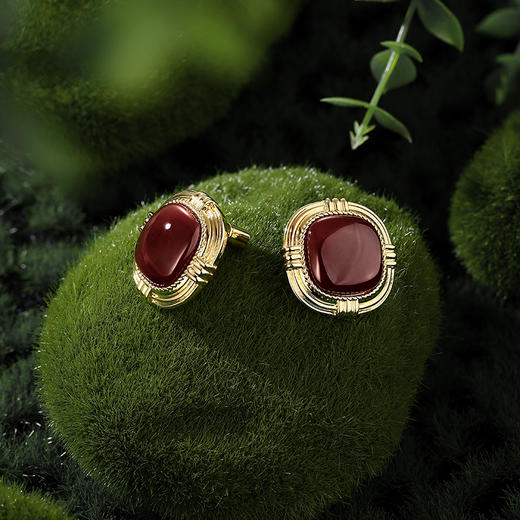 Retro Chic意大利复古时尚首饰 复古红石耳钉 商品图2