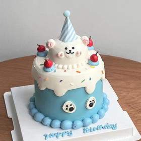 【蓝款小熊蛋糕】- 儿童生日蛋糕