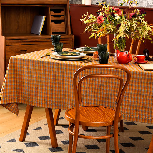 复古格纹方形桌布复古布艺纯棉桌布 商品图2