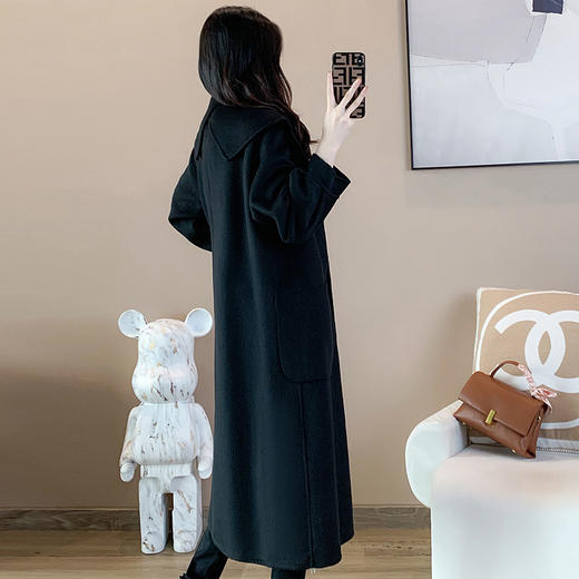 【抖音价】奢姿2024年冬装新款大码女装时尚翻驳领外套胖妹妹双面呢大衣6524302117 商品图3