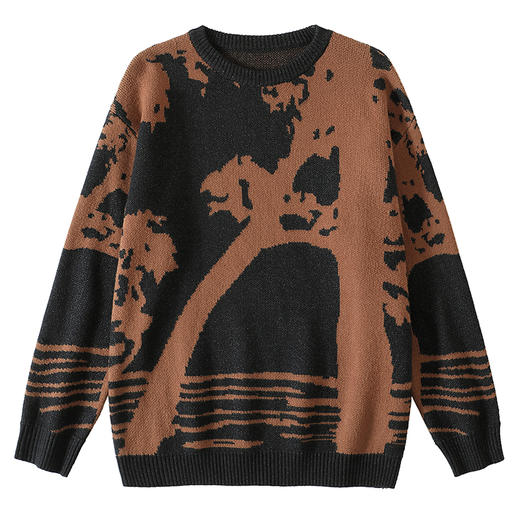 CryingCenter 树影提花加厚保暖毛衣 茶棕 葱绿 哭喊中心 商品图4