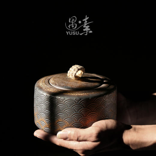 鎏金粗陶密封罐储物罐 商品图3