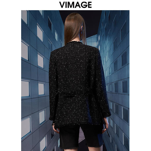  VIMAGE纬漫纪冬季新款粗花呢气质修身显瘦外套V1803403 商品图4