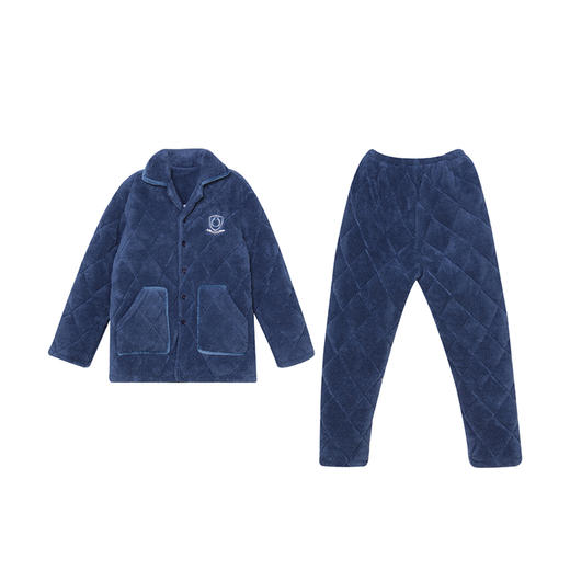 都市丽人都市锋尚生活家居男士加厚夹棉套装长毛绒夹棉厚家居服长袖睡衣FH21J2 商品图3