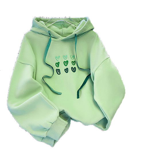 黛唯梵抖音重磅华棉连帽卫衣女2022秋季新款刺绣爱心宽松百搭上衣潮 商品图4