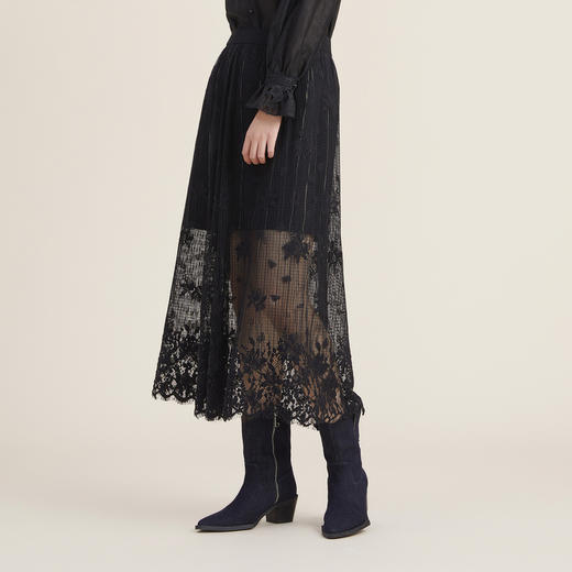 【高端系列】谜底2022秋新款复古时尚两件式蕾丝半身裙223GB1048 商品图1