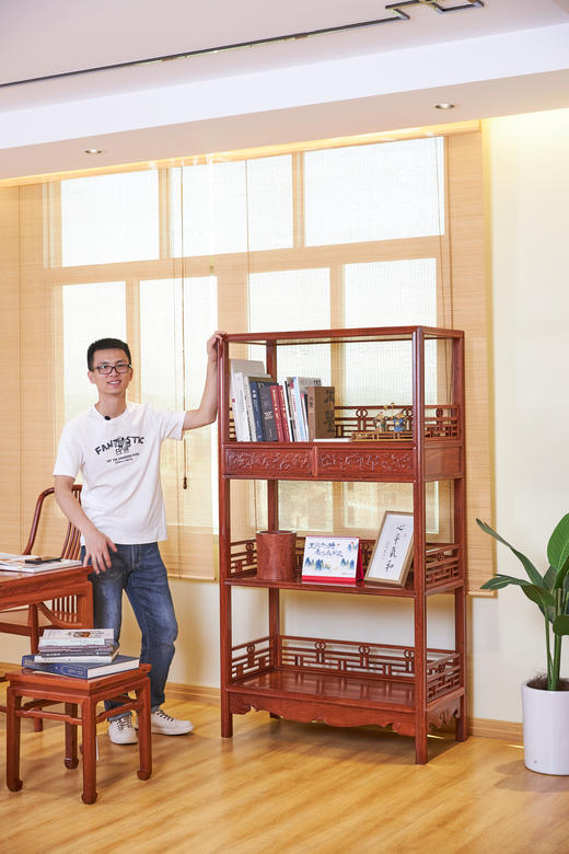 红桥红  家具严选  缅甸花梨（大果紫檀）【178 上博复刻品字栏杆 书架】 商品图8