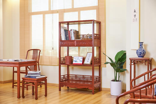 红桥红  家具严选  缅甸花梨（大果紫檀）【178 上博复刻品字栏杆 书架】 商品图4