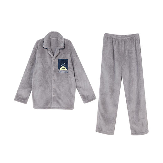 都市丽人都市锋尚生活家居男士长毛绒套装北极绒厚家居服长袖睡衣FH21H1 商品图4