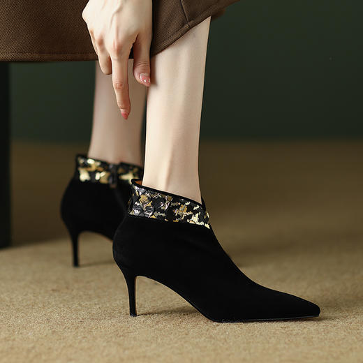 细跟尖头短靴，时尚及裸靴高跟女靴  ZF-ZF138X 商品图3