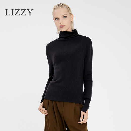 LIZZY 简约堆堆领长袖休闲百搭单穿打底针织衫7737 商品图2