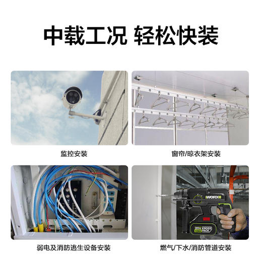 威克士锂电充电电锤WU387电动冲击钻打混凝土大功率电动工具 商品图4