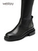 westory2022年秋冬新款黑色长靴小个子平底显瘦骑士靴女81831 商品缩略图1