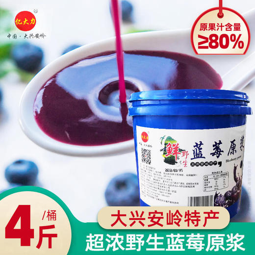 亿大力  野生蓝莓原浆 大兴安岭特产 原果汁含量≥80%   4斤装 商品图0