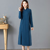 立领旗袍针织过膝配大衣打底毛衣裙CC-E-8509 商品缩略图1