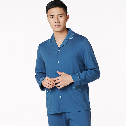 都市丽人都市锋尚好睡好眠男士正价棉质长袖套装40支CVC双面薄家居服长袖睡衣FH21G2 商品图0